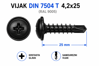 VIJAK DIN 7504 T 4,2x25 (RAL 9005)